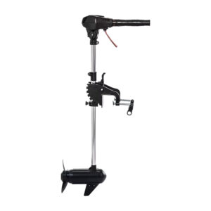 Wattkeel P200 electric outboard motor, side view Wattkeel P200 960 W brushless electric outboard motor in side view, with tiller handle, transom clamp and propeller