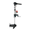 Wattkeel P350 electric outboard motor, tiller side Wattkeel P350 electric outboard motor from the tiller side, showing the handle and transom clamp