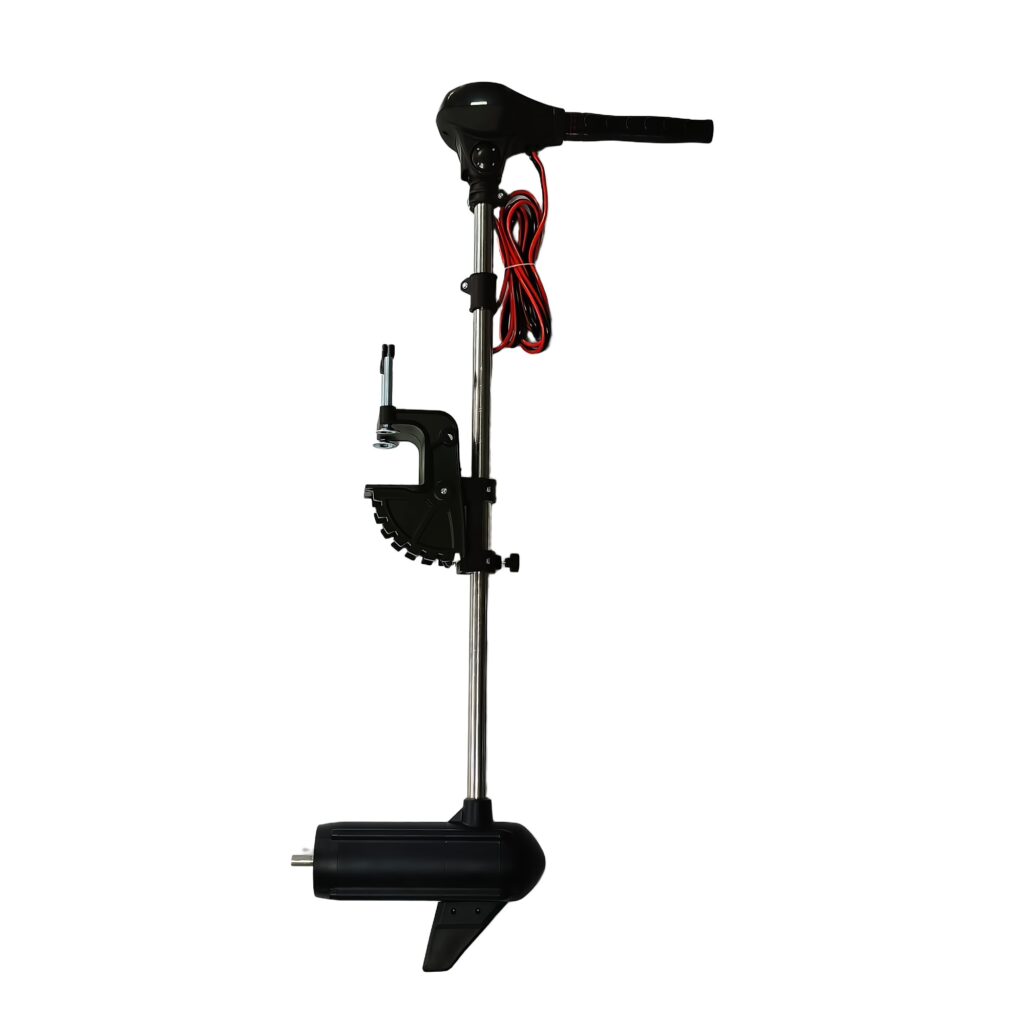 Wattkeel P400 electric outboard motor - three quarter view Wattkeel P400 3000 W electric outboard motor shown from a three quarter angle
