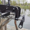 Wattkeel P400 mounting clamp and height adjustment Wattkeel P400 mounting clamp and height adjustment detail on the transom bracket