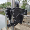Wattkeel P400 transom bracket and steering collar Close-up of the Wattkeel P400 transom bracket and toothed steering collar