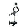 Wattkeel P500 8 kW electric outboard motor, transom bracket side Wattkeel P500 8 kW electric outboard motor from the bracket side, showing the transom clamp and depth adjustment collar