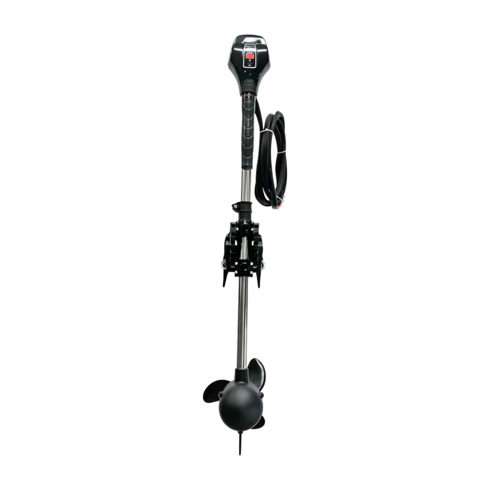 Wattkeel P500 8 kW electric outboard motor, front view Wattkeel P500 8 kW electric outboard motor viewed head-on with the propeller facing the camera